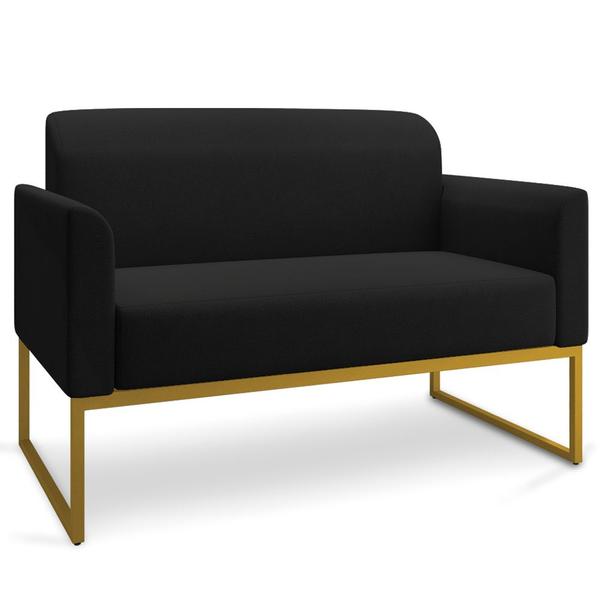 Imagem de Poltrona Namoradeira Decorativa Isabella Base Industrial Linho Preto/Dourado G19 - Gran Belo