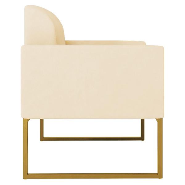 Imagem de Poltrona Namoradeira Decorativa Isabella Base Industrial Suede Bege/Dourado G19 - Gran Belo