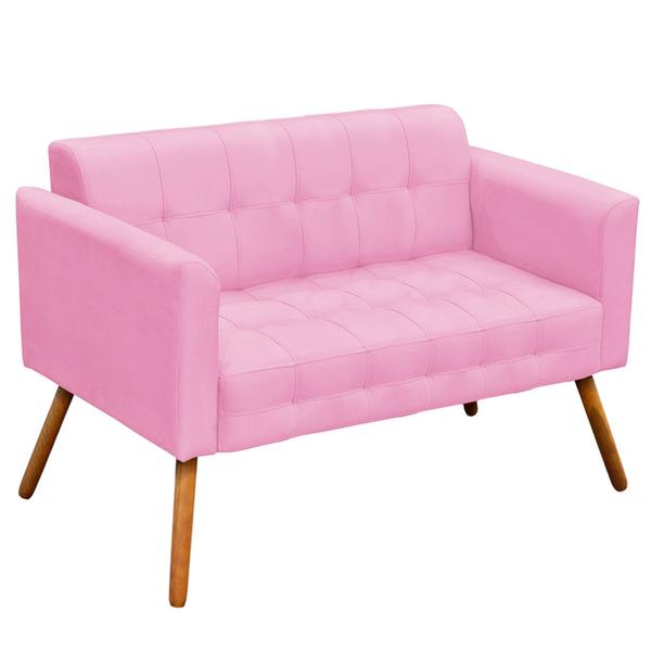 Imagem de Poltrona Namoradeira Decorativa Pés Palito Karen Suede Rosa G19 - Gran Belo