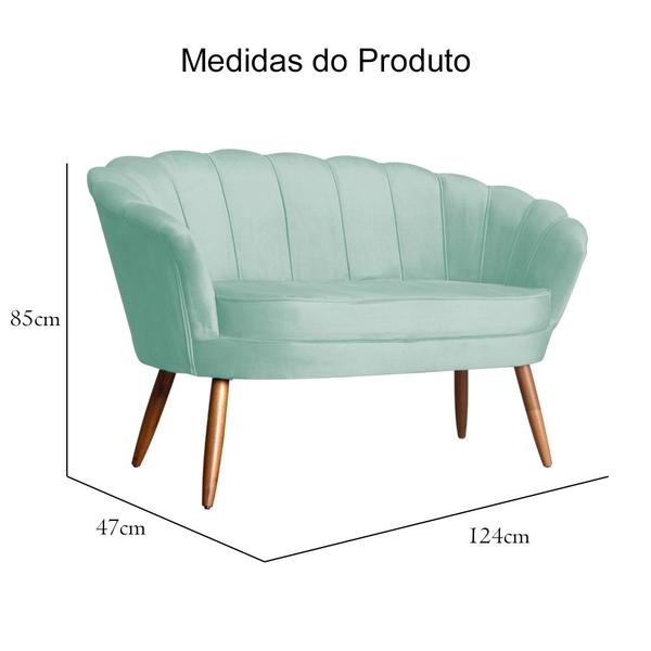 Imagem de Poltrona Namoradeira Decorativa Pétala belo tok - veludo Acqua