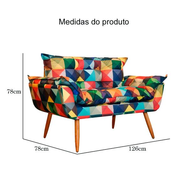 Imagem de Poltrona Namoradeira Opalla 02 Lugares Suede Estampado Colorido - S.A Móveis