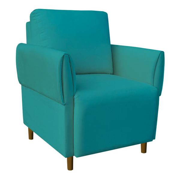 Imagem de Poltrona Nicolle Pés Palito Suede Azul Tiffany - D'Classe Decor