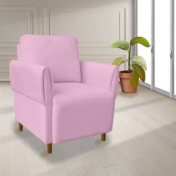 Imagem de Poltrona Nicolle Pés Palito Suede Rosa bebê - D'Classe Decor