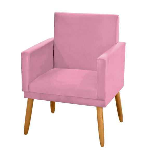 Imagem de Poltrona Nina Decorativa Sala De Estar Luxo Suede Rosa