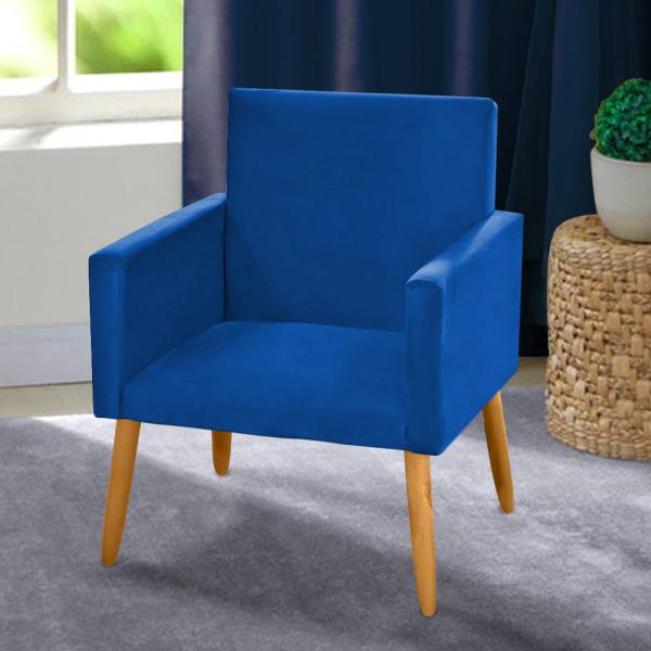 Imagem de Poltrona Nina Decorativa Sala Estar Luxo S/Rodapé Suede Azul Royal