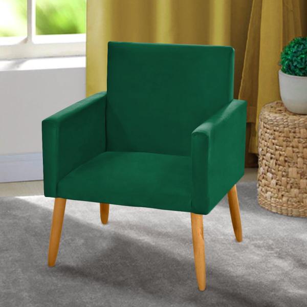 Imagem de Poltrona Nina Decorativa Sala Estar Luxo Suede Verde Militar