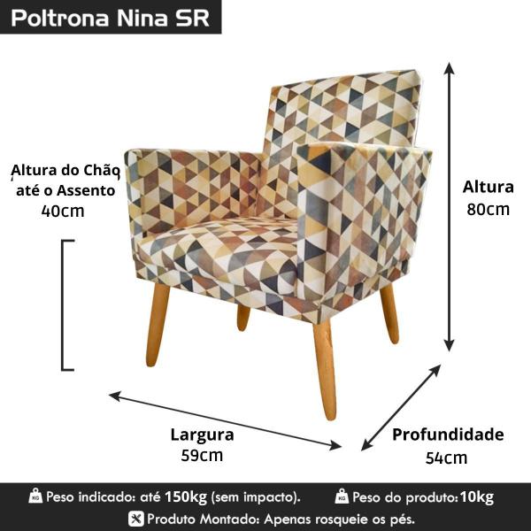 Imagem de Poltrona Nina Decorativa Sala Estar Suede Triângulo Bege