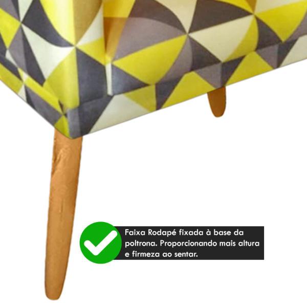 Imagem de Poltrona Nina para Atendimento Pés Madeira Rodapé Triangulo Amarelo - 2M Decor