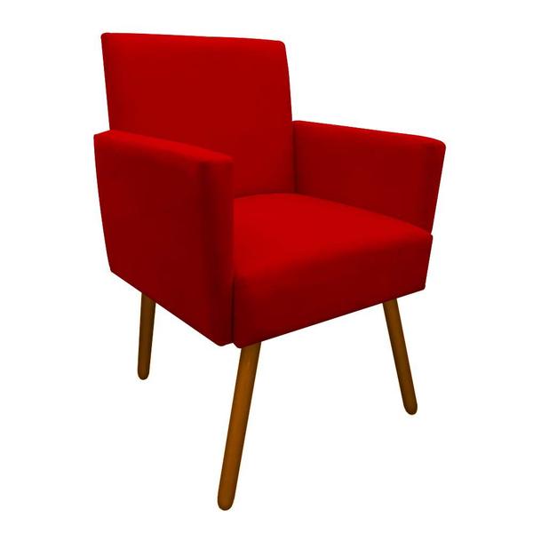 Imagem de Poltrona Nina para Sala de Estar Pés Palito Suede Vermelho - D'Classe Decor