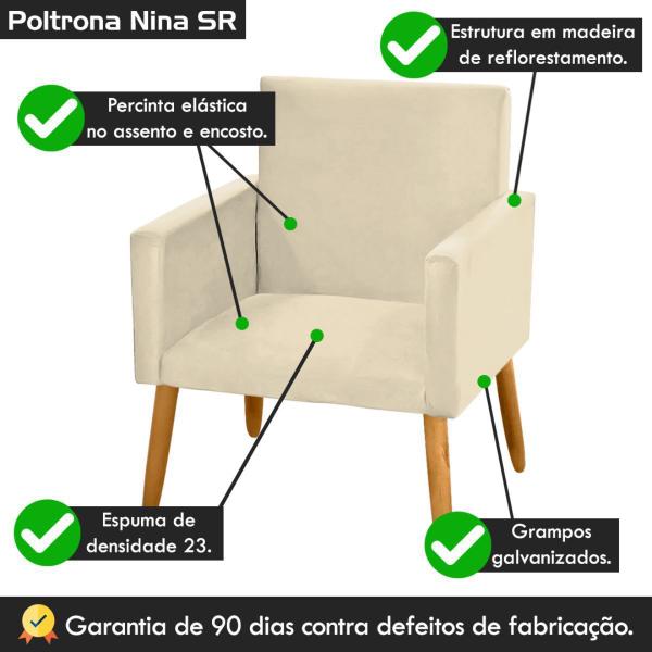 Imagem de Poltrona Nina para Sala de Estar Suede Bege - 2M Decor