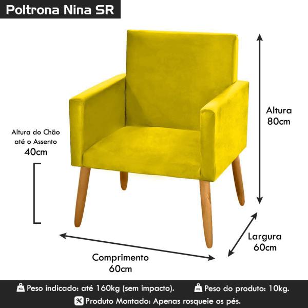 Imagem de Poltrona Nina para Sala de Jantar Suede Amarelo - 2M Decor