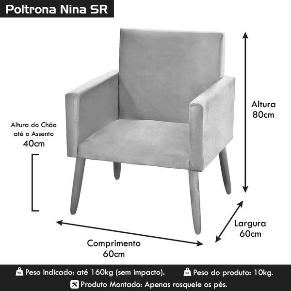 Imagem de Poltrona Nina Sem Rodapé Para Sala Decorativa Suede