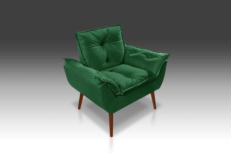 Imagem de Poltrona Opala Com Fibra Siliconada Suede Verde- Modena Decor 