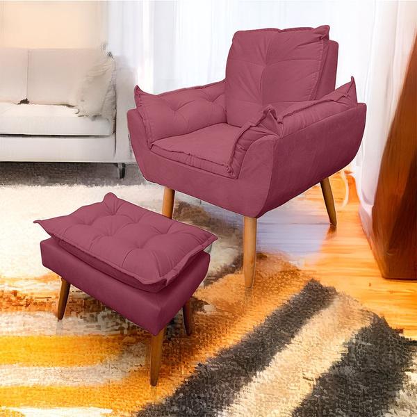 Imagem de Poltrona Opala com Puff Opala para Sala e Quarto Suede - LH Decor