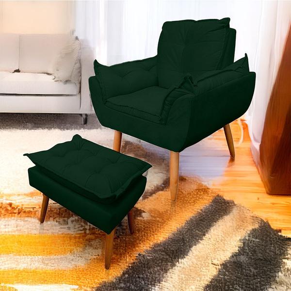 Imagem de Poltrona Opala com Puff Opala para Sala e Quarto Suede - LH Decor