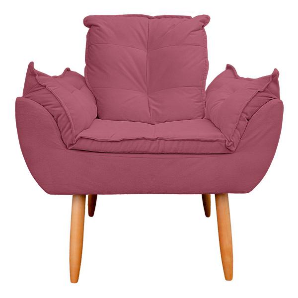 Imagem de Poltrona Opala com Puff Opala para Sala e Quarto Suede Rose - Jylcrom