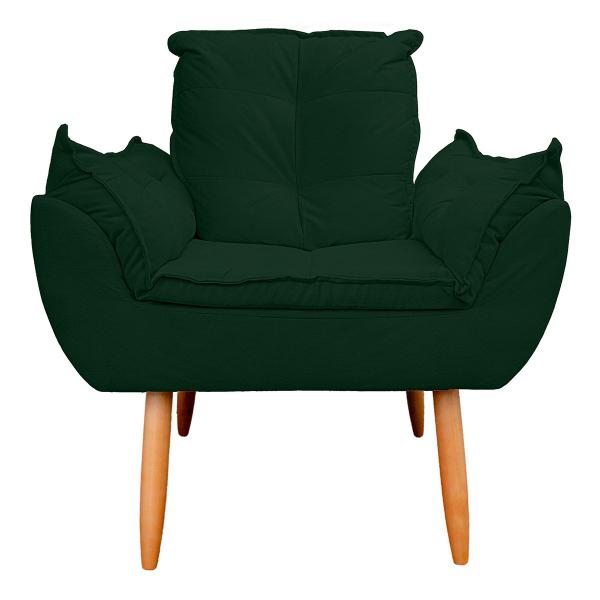 Imagem de Poltrona Opala com Puff Opala para Sala e Quarto Suede Verde - LH Decor