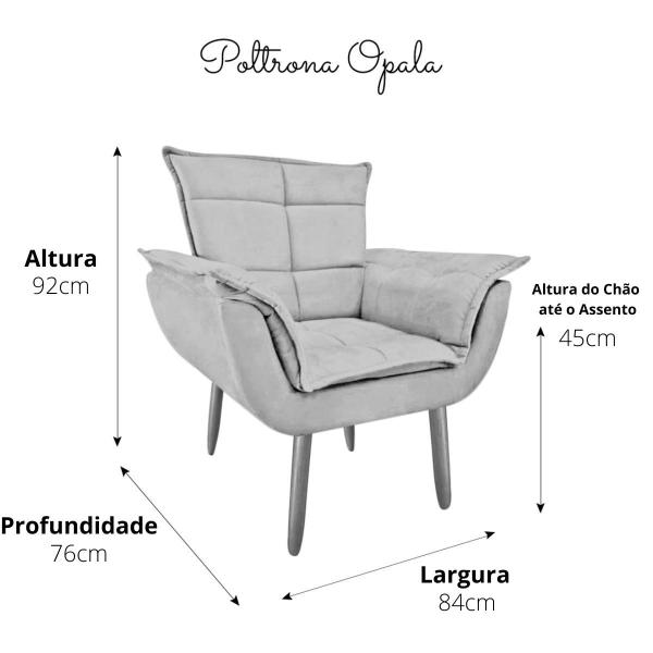 Imagem de Poltrona Opala Decorativa Escritório Suede