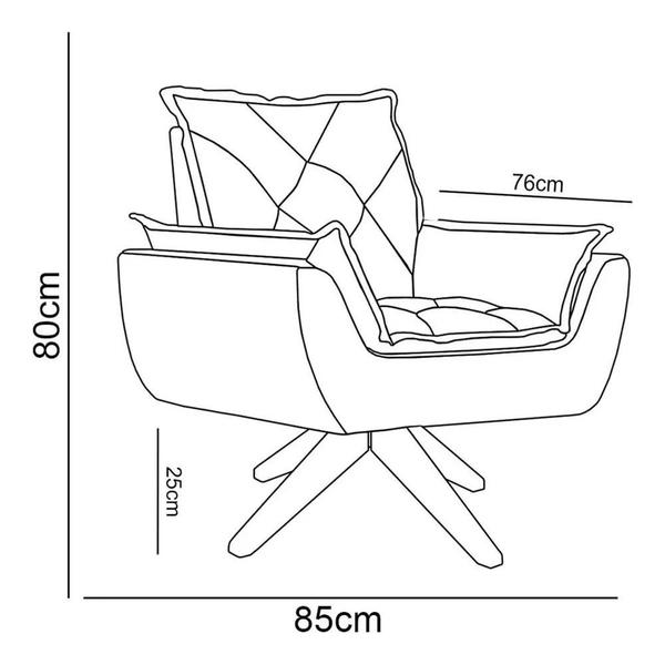 Imagem de Poltrona Opala Giratória Base Madeira Suede - KASA SOFÁ