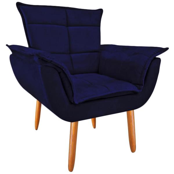 Imagem de Poltrona Opala Luxo suede azul marinho para leitura