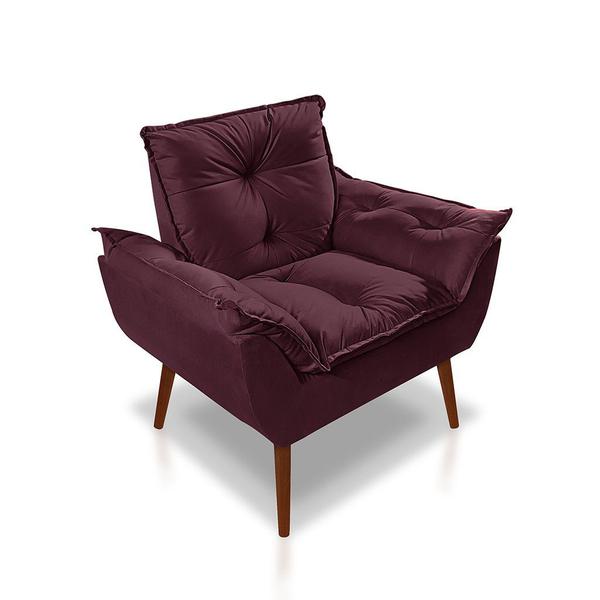 Imagem de Poltrona Opala Luxo Suede Bordo