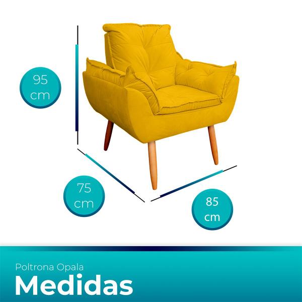 Imagem de Poltrona Opala para Sala e Quarto Suede Amarelo - LH Decor