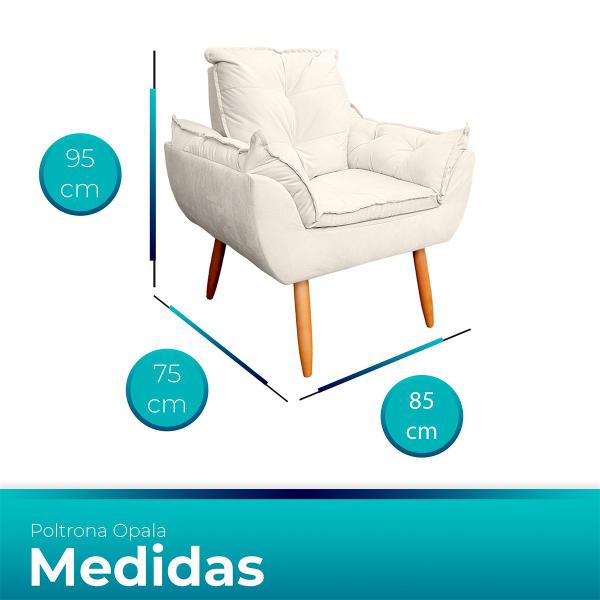 Imagem de Poltrona Opala para Sala e Quarto Suede Bege - LH Decor