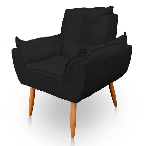 Imagem de Poltrona Opala para Sala e Quarto Suede Preto - Jylcrom