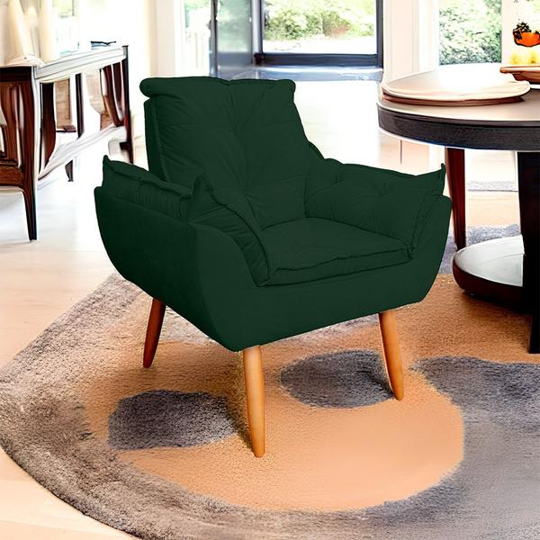 Imagem de Poltrona Opala para Sala e Quarto Suede Verde - Jylcrom