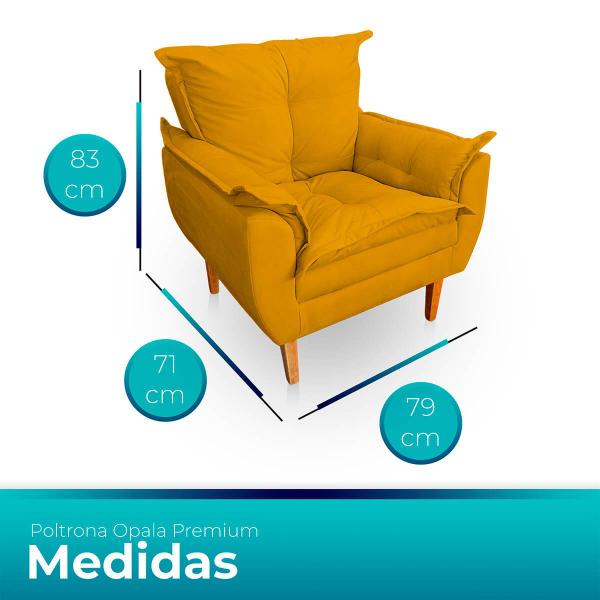 Imagem de Poltrona Opala Premium para Sala e Quarto Suede Amarelo - LH Decor