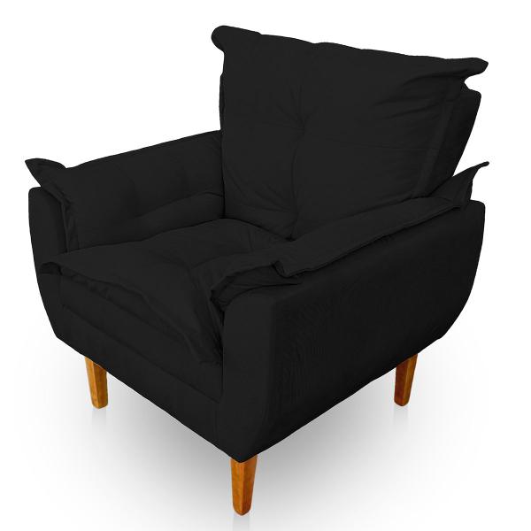 Imagem de Poltrona Opala Premium para Sala e Quarto Suede Preto - LH Decor