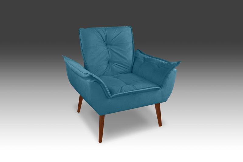 Imagem de Poltrona Opala Suede Azul Claro-Modena Decor 