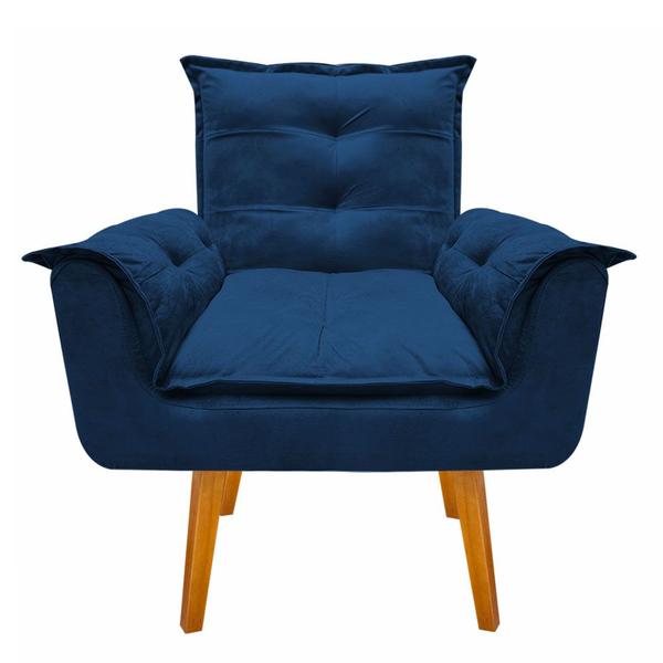 Imagem de Poltrona Opalla Cadeira Decorativa Suede Azul Marinho para Escritório Sala de Estar Recepção