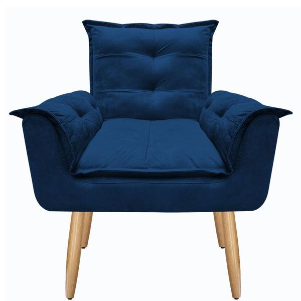 Imagem de Poltrona Opalla Cadeira Decorativa Suede Azul Marinho para Escritório Sala de Estar Recepção