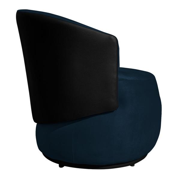 Imagem de Poltrona Orgânica Decorativa Lara Veludo Azul Marinho/PU Preto - Montanaris Decor