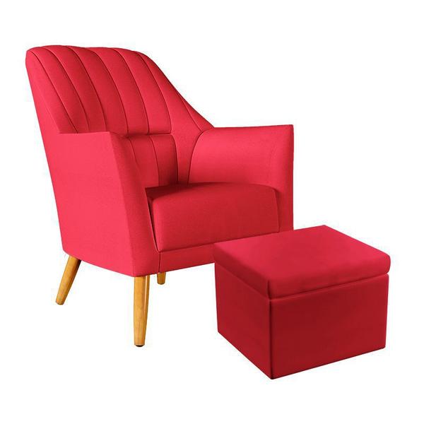 Imagem de Poltrona Orion Bordada com Puff Quasar Suede Vermelho Aradecor