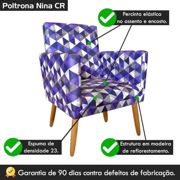 Imagem de Poltrona para Decoração Clínica Consultório Nina Triangulo Roxo Rodapé - 2M Decor