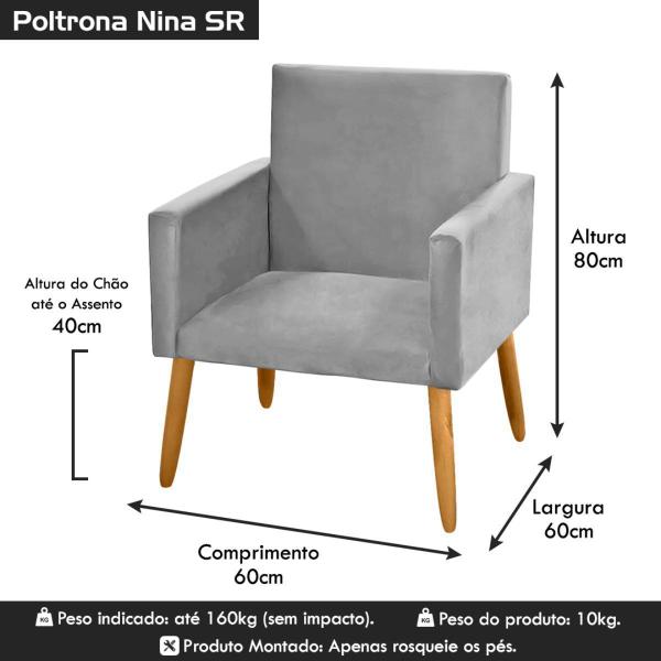 Imagem de Poltrona para Penteadeira Camarim Nina Suede Cinza Claro - 2M Decor