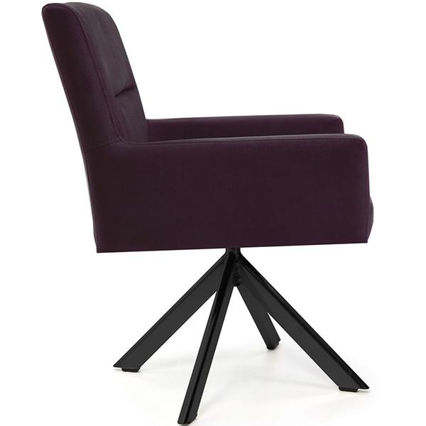 Imagem de Poltrona Para Sala Angel Giratória Eiffel Preto Veludo Roxo - Nexta Casa