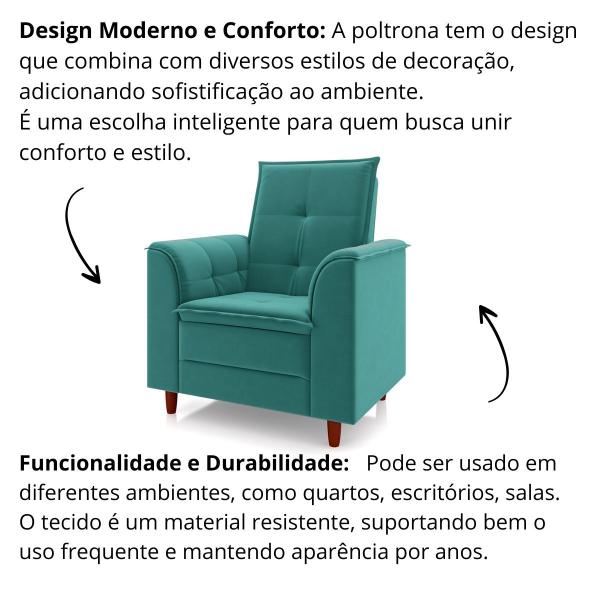 Imagem de Poltrona Para Sala Confortável Decorativa Isa Suede