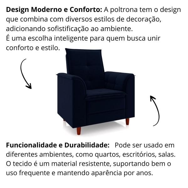 Imagem de Poltrona Para Sala Confortável Decorativa Isa Veludo