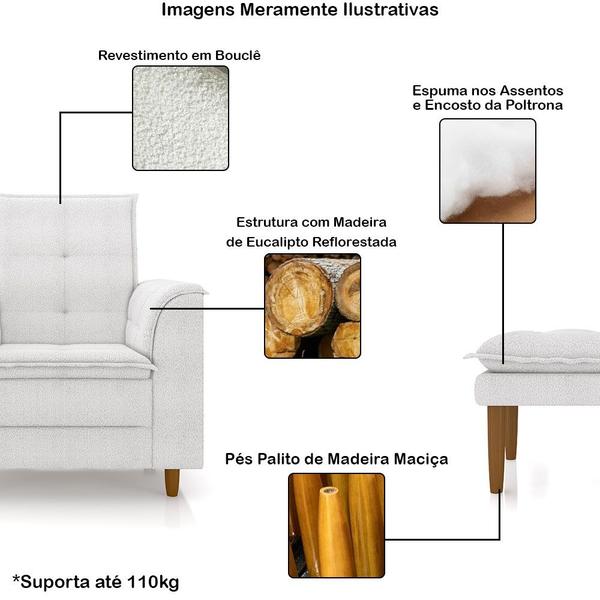 Imagem de Poltrona Para Sala Confortável Decorativa Londres Bouclê