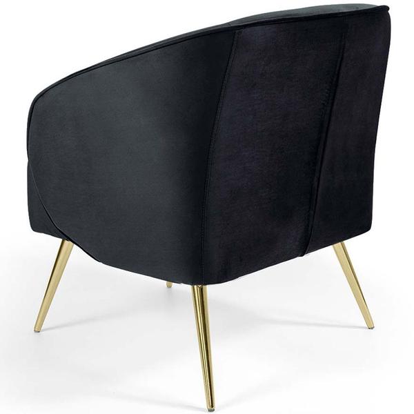 Imagem de Poltrona Para Sala de Estar Agnes Pés Palito Gold Suede Preto - Nexta Casa