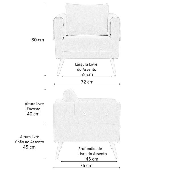 Imagem de Poltrona Para Sala de Estar Brisa Pés Palito Linho Marrom Acinzentado - Nexta Casa