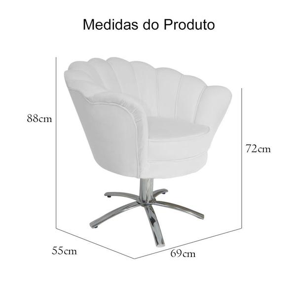 Imagem de Poltrona Para Sala de Estar Com Base Giratória de Metal Pétala Suede Branco - DL Decor