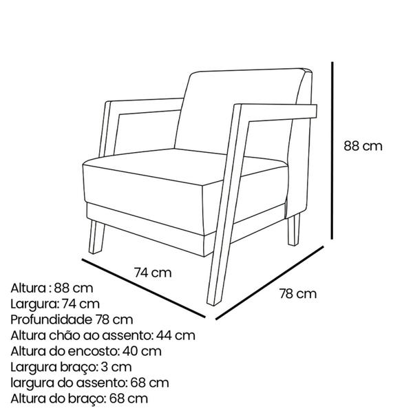 Imagem de Poltrona para Sala de Estar Nyon Linho Cinza