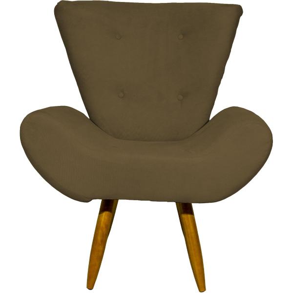 Imagem de Poltrona Para Sala Decorativa Emilia Suede Cores Pés Castanhos - Clique E Decore