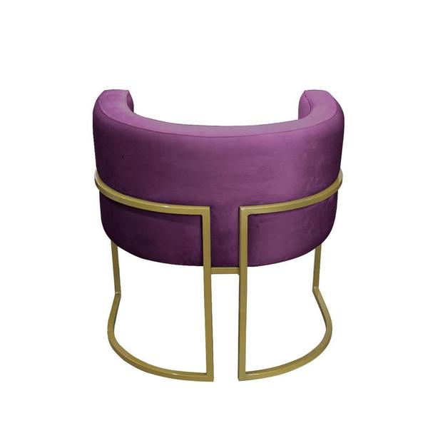 Imagem de Poltrona para Sala Decorativa Luna Base Ferro Dourado Veludo Roxo Visan Estofados