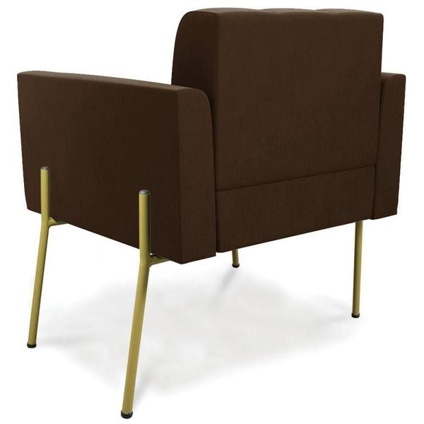 Imagem de Poltrona Para Sala Pé Metal Dourado Kit 2 Ana Suede Marrom - Ibiza