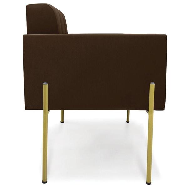 Imagem de Poltrona Para Sala Pé Metal Dourado Kit 2 Ana Suede Marrom - Ibiza